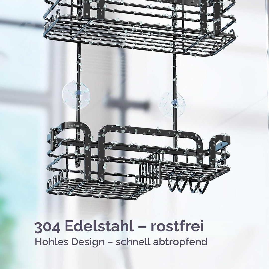 SWTYMIKI Duschablage zum Hängen Duschregal Hängend - Duschregal zum Hängen mit Seifenhalter, 11 Hake