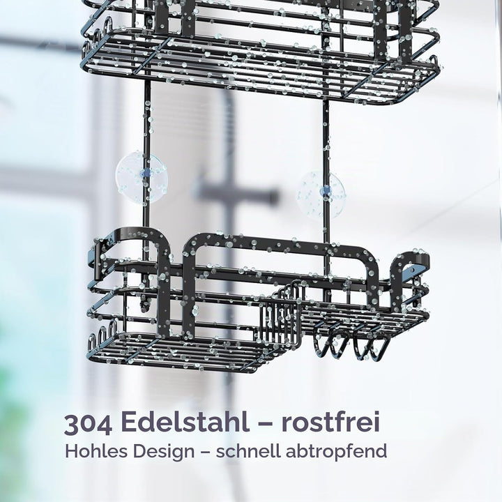 SWTYMIKI Duschablage zum Hängen Duschregal Hängend - Duschregal zum Hängen mit Seifenhalter, 11 Hake