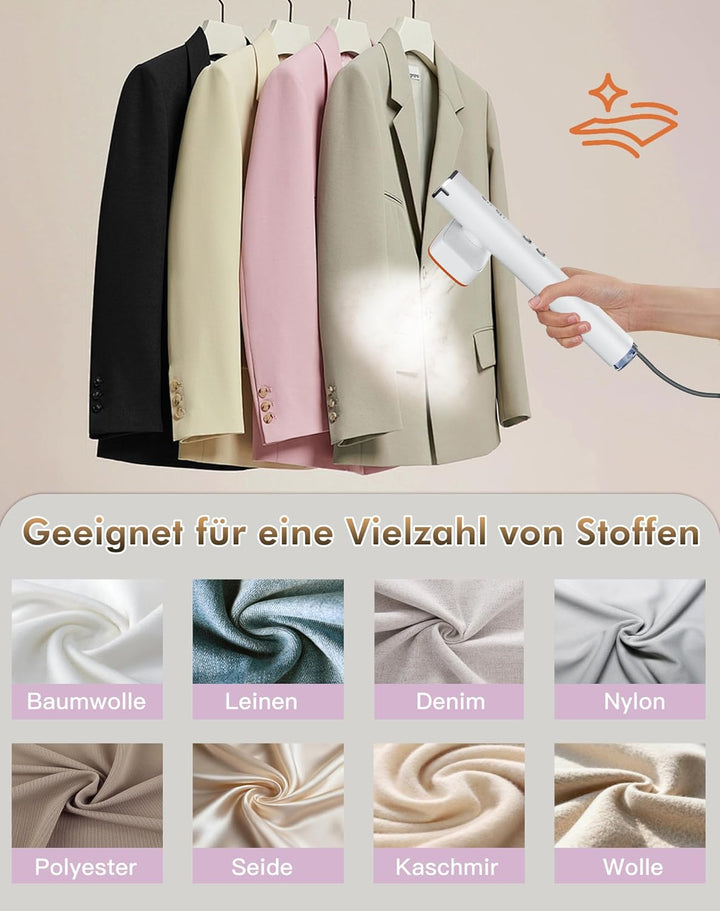 Dampfglätter, 2-IN-1 Reisedampfglätter, 15s schnelles Aufheizen, 220–240V EU Spannung, 1200W Steamer