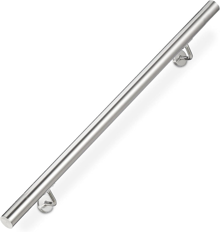 Relaxdays Handlauf, 304er Edelstahl, matt, rundes Treppengeländer, innen & aussen, 100 cm, Ø 42 mm,