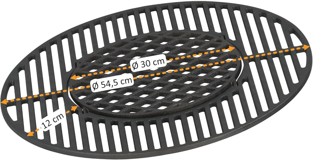 BBQ-Toro Gusseisen Grillrost System Ø 54,5 cm | Sear Grate passend für 57 cm Kugelgrill | Rost-in-Ro
