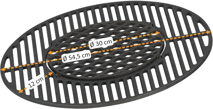 BBQ-Toro Gusseisen Grillrost System Ø 54,5 cm | Sear Grate passend für 57 cm Kugelgrill | Rost-in-Ro
