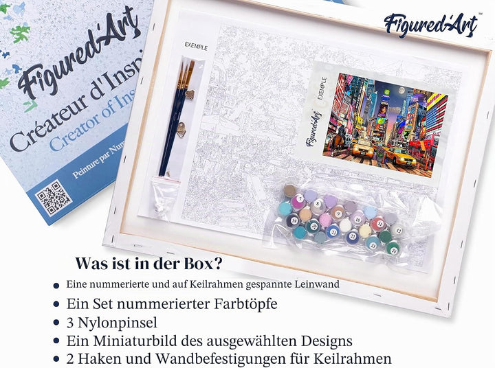 Figured'Art Malen Nach Zahlen Erwachsene Mit Rahmen Timesquare - Paint by Numbers Basteln DIY Bastel