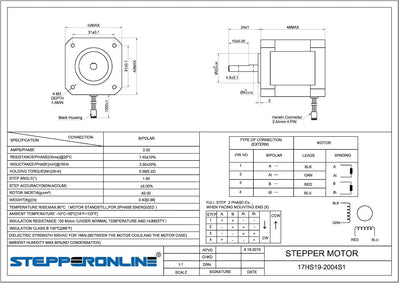 STEPPERONLINE 5 Stücke Nema 17 Schrittmotor/Stepper Motor Bipolar 59Ncm 2A 4 Drähte w/ 1m Kabel & Ve