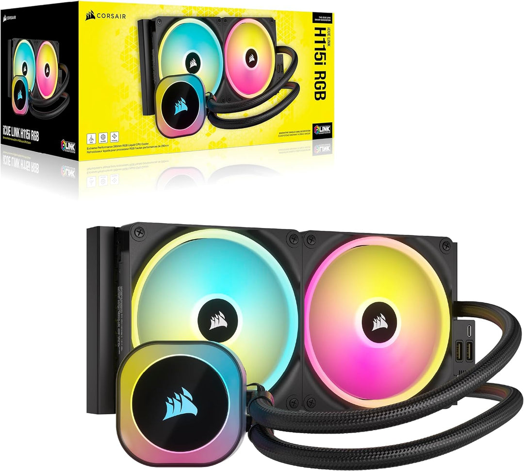 CORSAIR iCUE LINK H115i RGB Flüssig-CPU-Kühler - 280mm AIO - QX140 RGB-Lüfter - Passend Für Intel® L