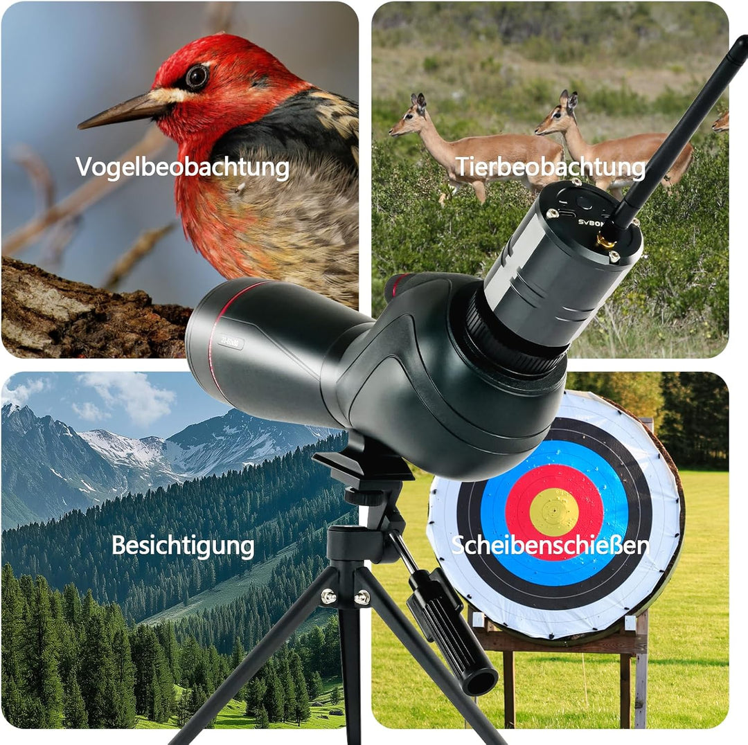 Svbony SV406 20–60x80 mm Spektiv mit SC001 WiFi Kamera, HD FMC BAK4 mit Dual Focus, 1.25'' Abnehmbar
