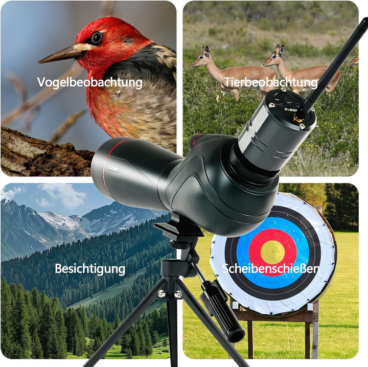 Svbony SV406 20–60x80 mm Spektiv mit SC001 WiFi Kamera, HD FMC BAK4 mit Dual Focus, 1.25'' Abnehmbar