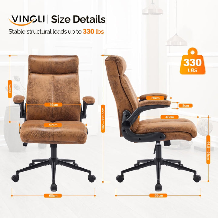 Bonnlo Ergonomischer Bürostuhl, Schreibtischstuhl mit hochklappbarer Armlehne, Computerstuhl, Drehst