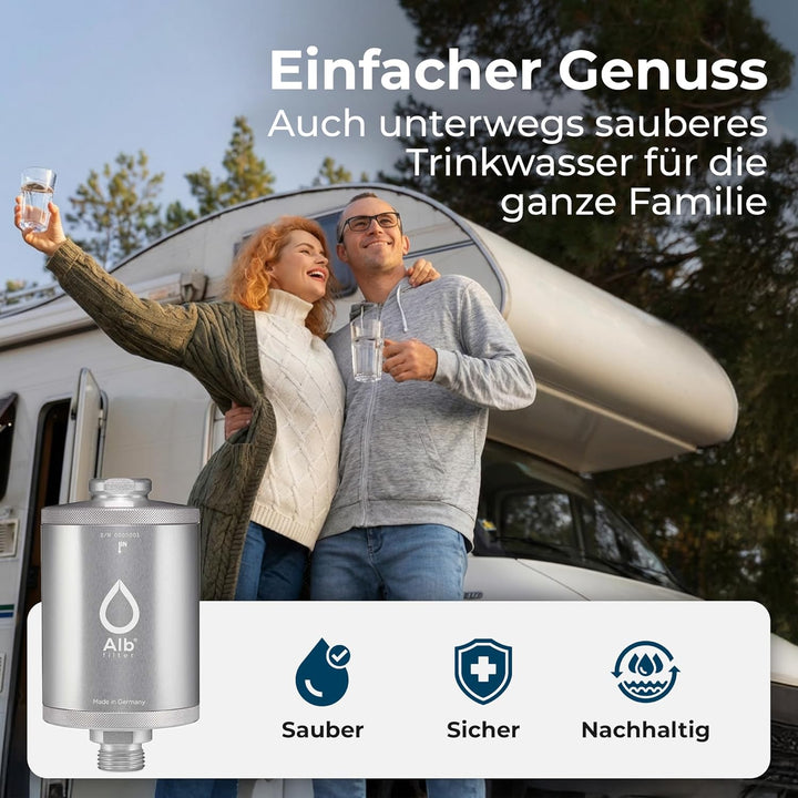 Alb Filter® MOBIL Nano Trinkwasserfilter | Bakterien, Keime und Anti-Legionellen-Filter | Boot, Camp