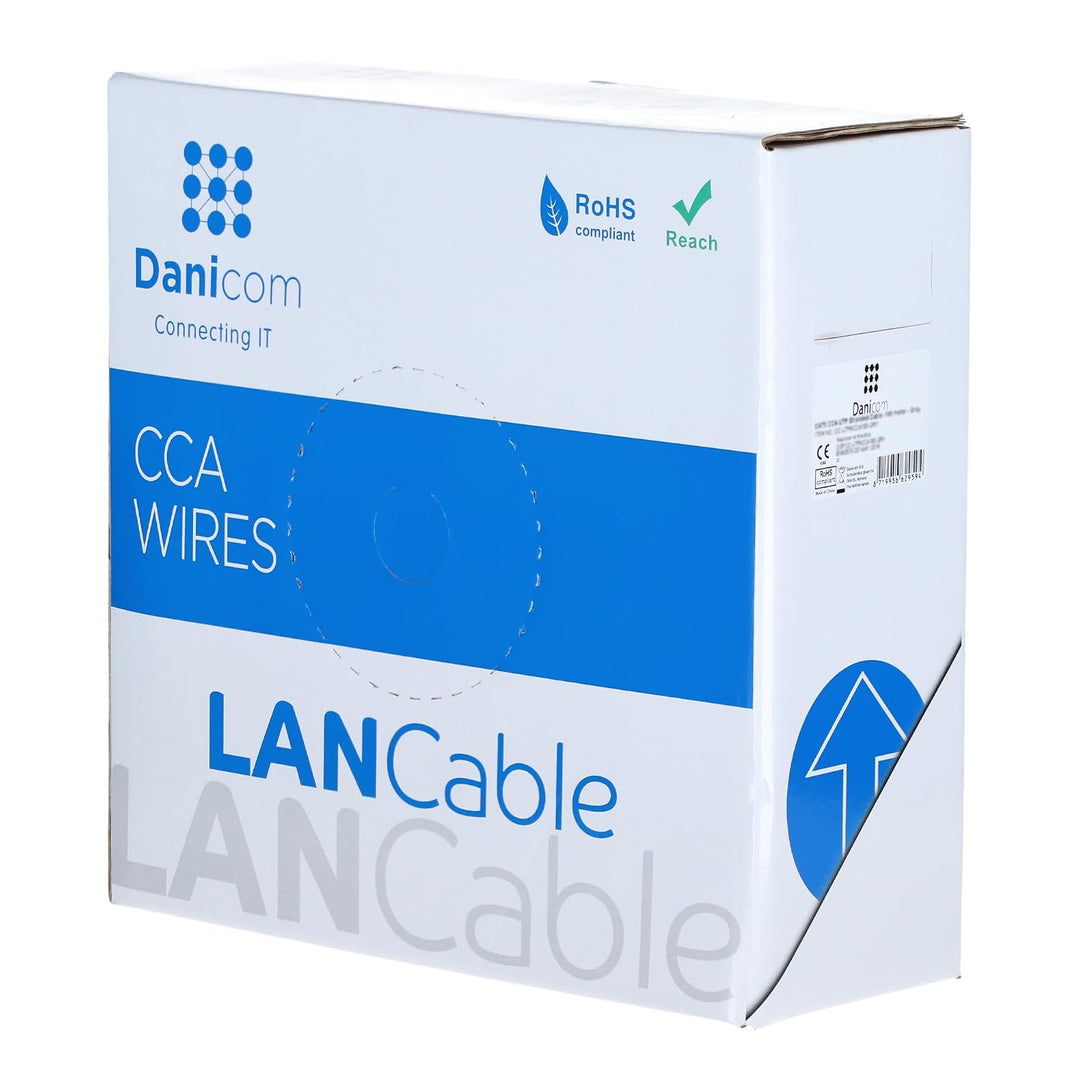 Danicom CAT5e Outdoor Netzwerkkabel - F/UTP - AWG 26/1 (Flexibel) - 100 Meter - Schwarz - CCA, POE,