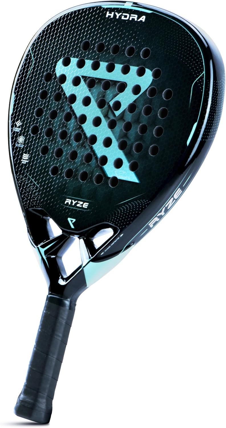 RYZE Hydra Padel Schläger aus 100% Kohlefaser - Maximale Power, Kontrolle & Präzision - 365g mit EVA