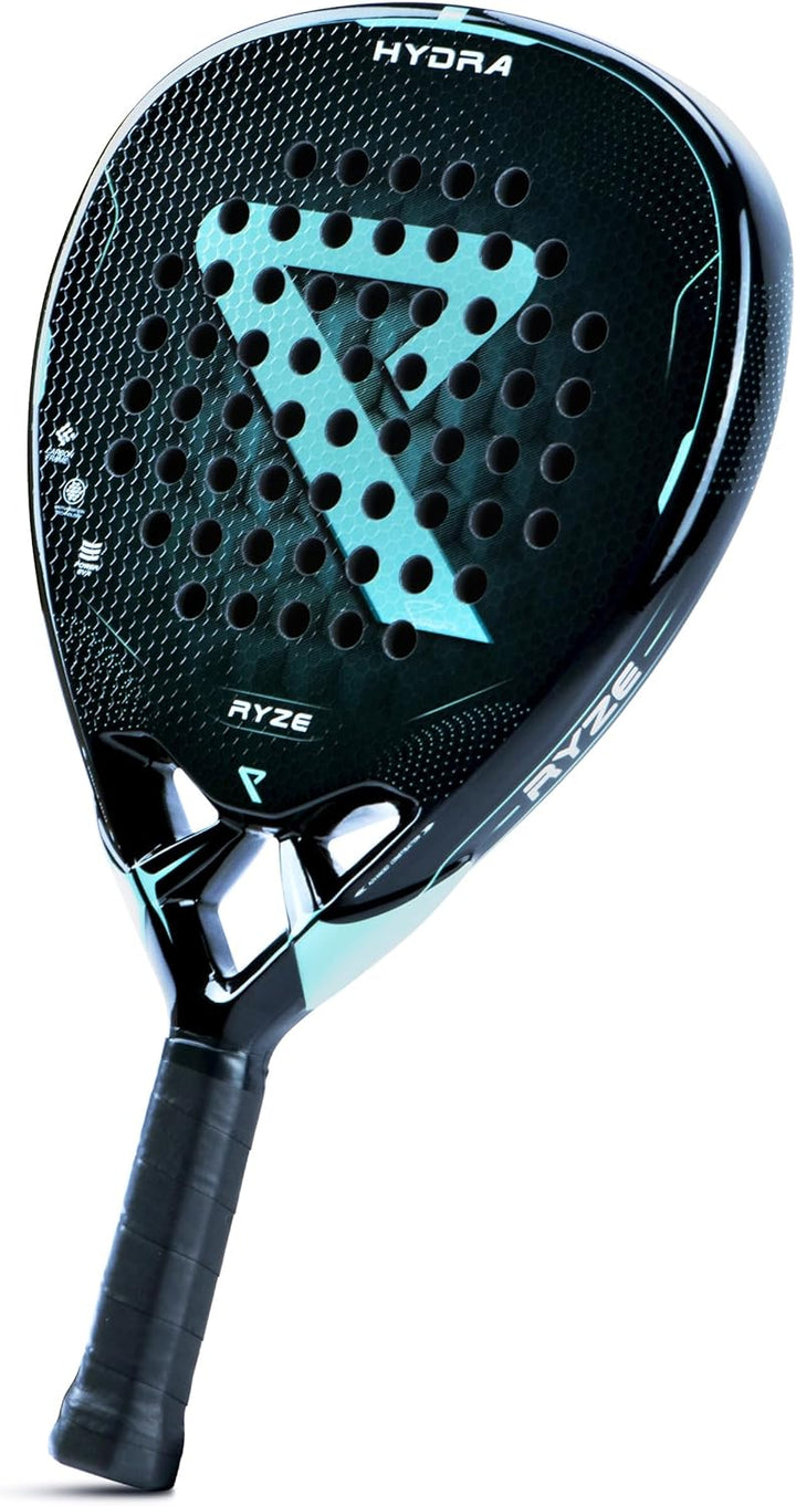 RYZE Hydra Padel Schläger aus 100% Kohlefaser - Maximale Power, Kontrolle & Präzision - 365g mit EVA