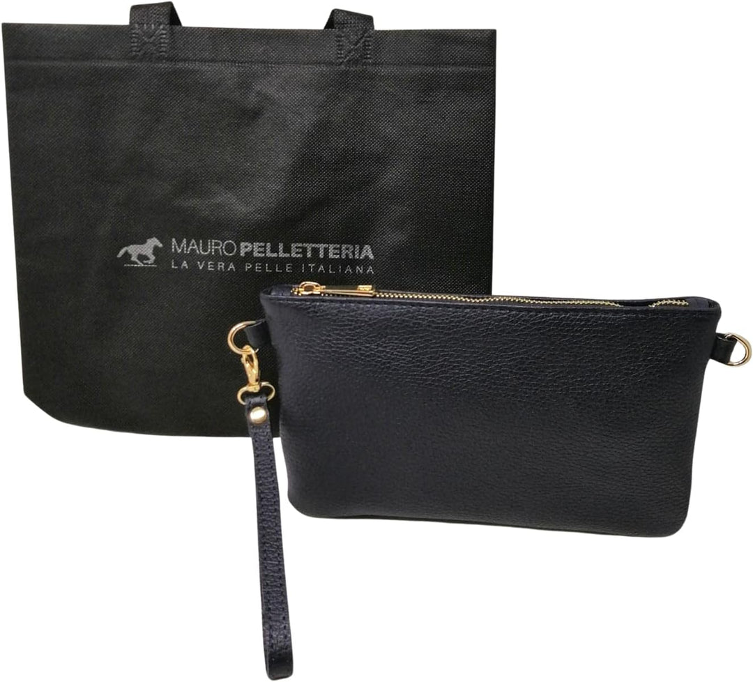 Mauro Pelletteria Damen-Clutch aus echtem Leder – Handtasche & Umhängetasche – 100% Made in Italy –