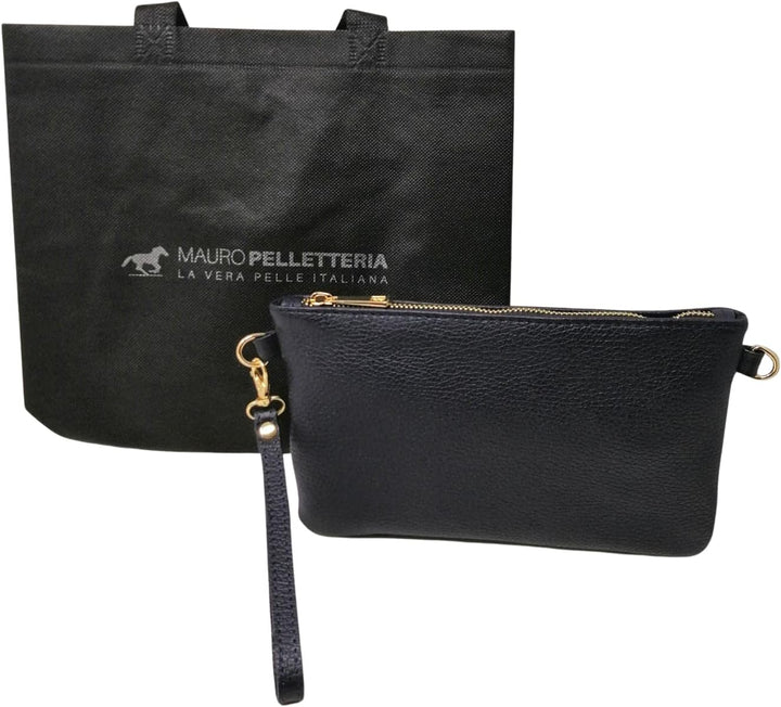 Mauro Pelletteria Damen-Clutch aus echtem Leder – Handtasche & Umhängetasche – 100% Made in Italy –