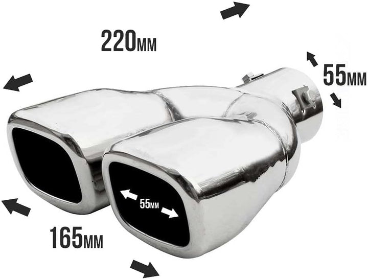 Doppel Auspuffblende Endrohr Auspuff Universell Schalldampf Doppelendrohr Endrohrblenden Blende Spor