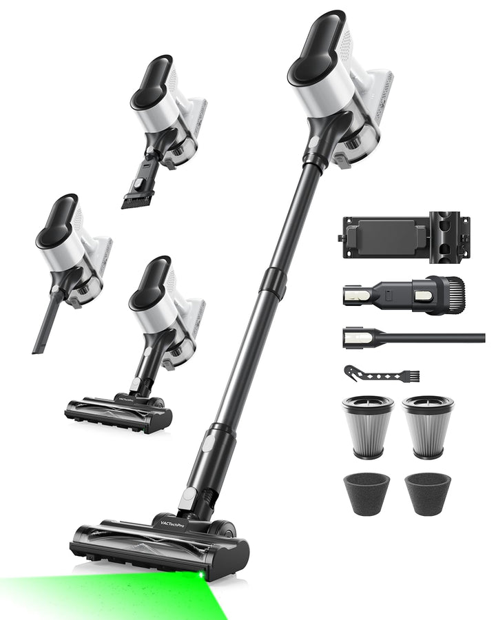 VACTechPro Akku Staubsauger kabellos F02 Lite,550W/50kPa akkustaubsauger mit 8‑stufigem Filtersystem