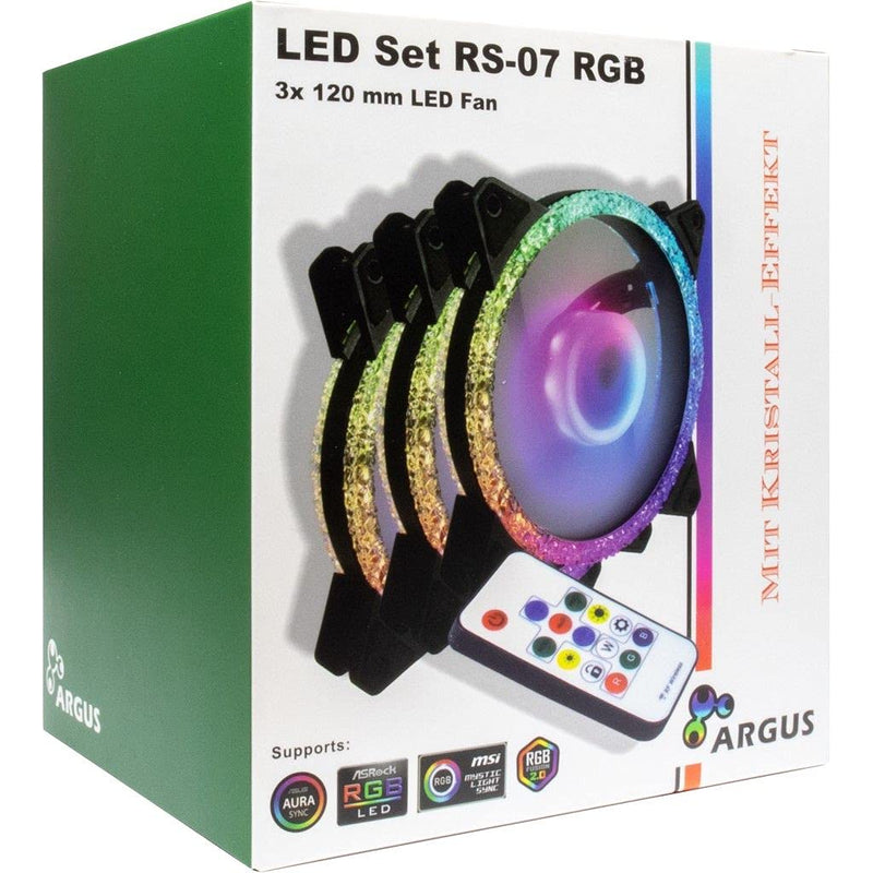 Inter-Tech Lüfter 120 * 120 * 25 ARGUS RGB-FAN SET RS-07, 3X LED