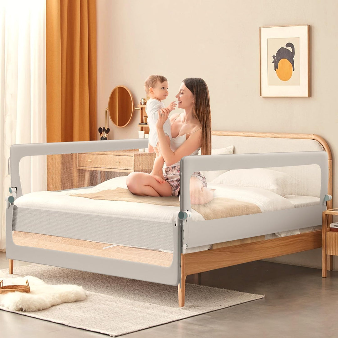 2X Bettgitter 150 X 68 cm Bettschutzgitter Schnellklapp Kinderbettgitter für Kinder,Rausfallschutz B