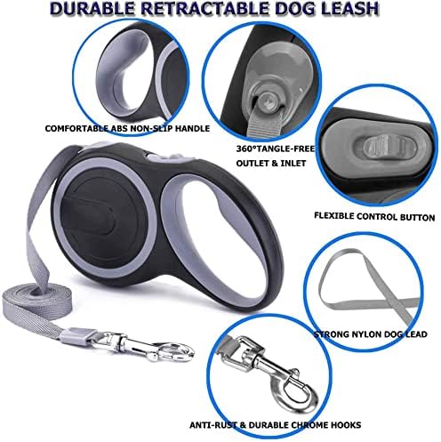 Ausziehbare Leine, 8 m, Nylon, mit kaufester Kette, strapazierfähig für mittelgrosse und grosse Hund
