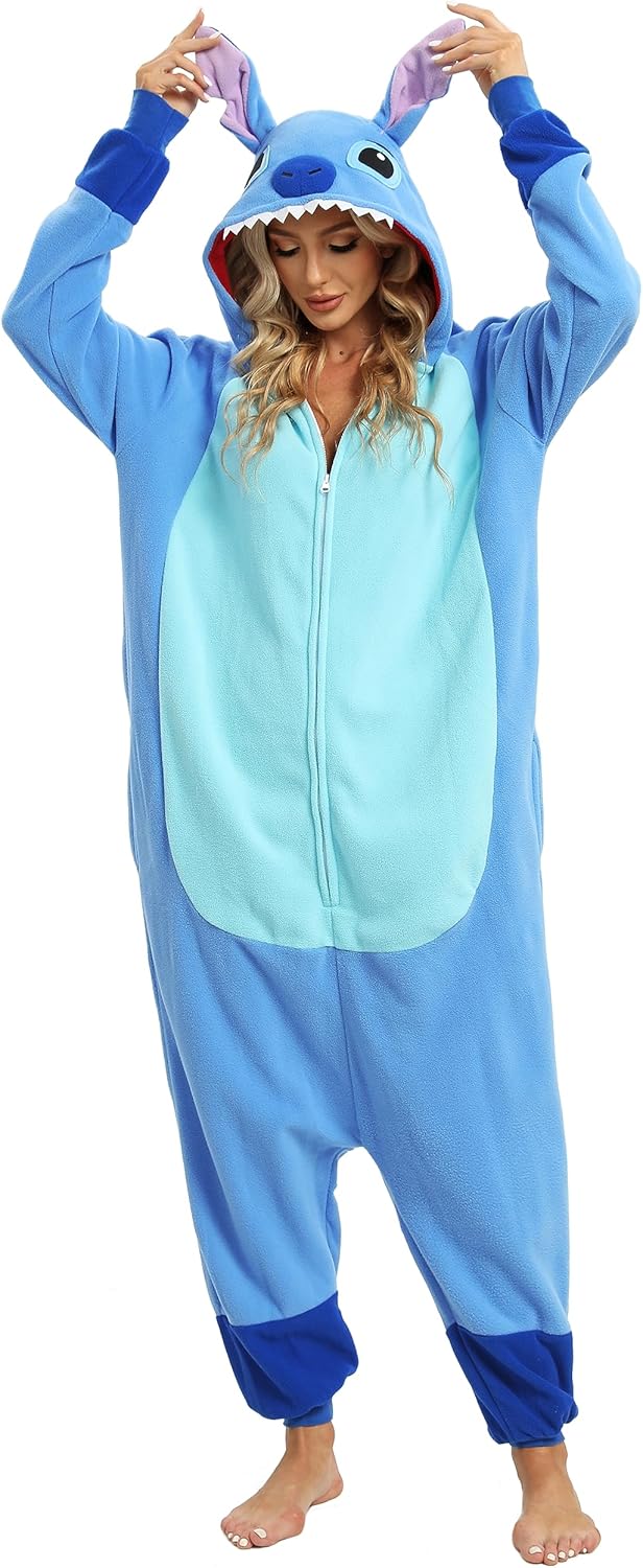Tier Onesie Karneval Halloween Kostüm Cosplay Schlafanzüge Erwachsene S Zip Blue, S Zip Blue