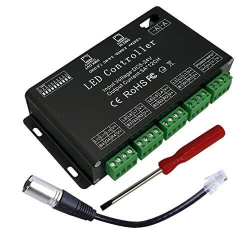 12 Kanal DMX Decoder,DMX512 Decoder RGB LED Controller 60A PWM DMX512 Dimmertreiber für RGB LED Stre