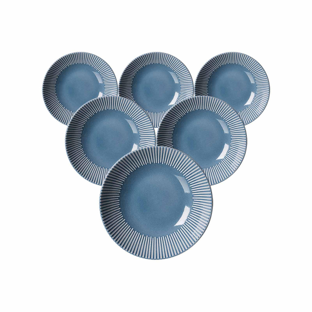 Ritzenhoff &amp; Breker Banda Suppenteller 6er Set, 20 cm, Tiefe Essteller mit Streifen-Relief, Minimali