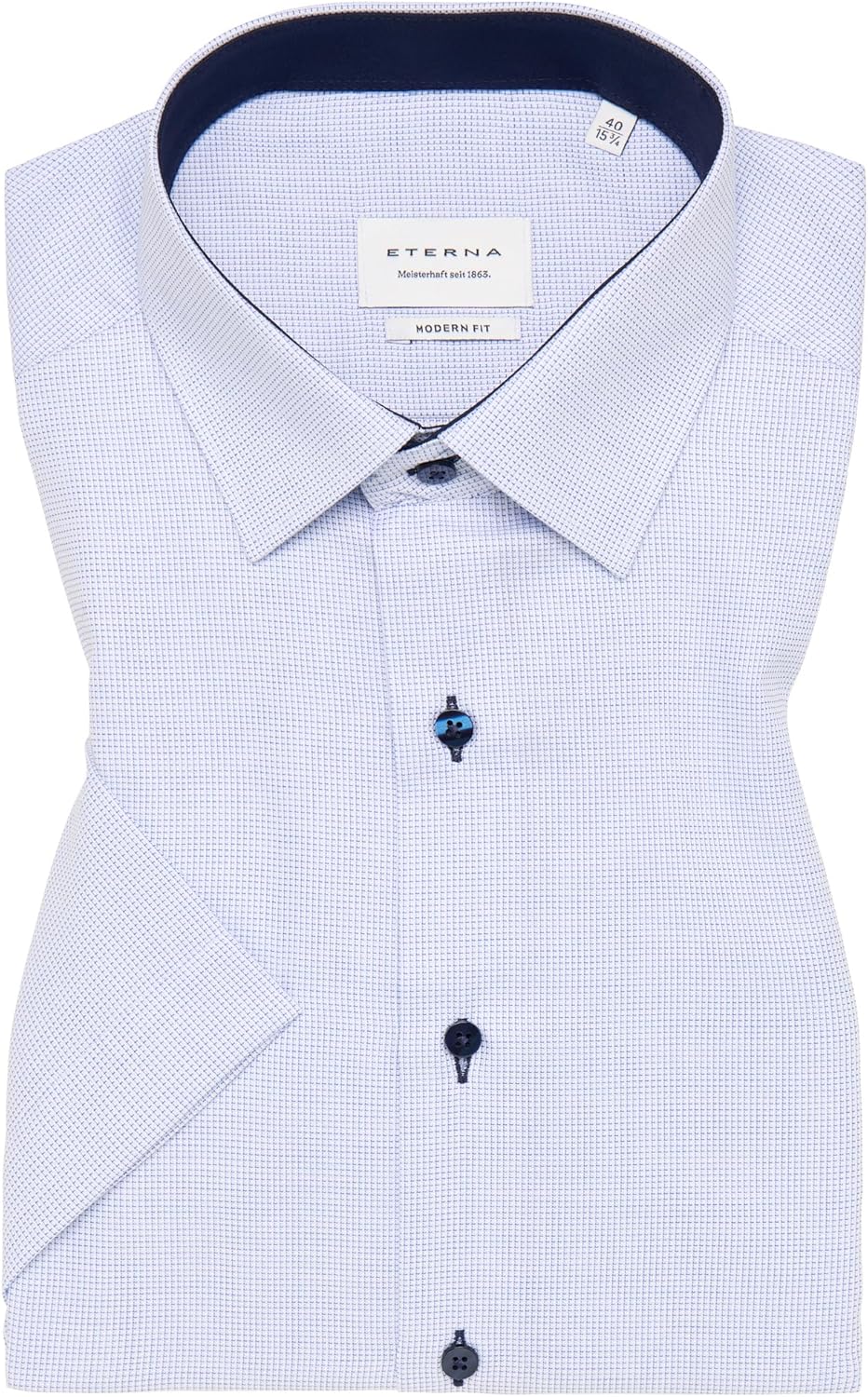 ETERNA Herren strukturiertes Baumwoll-Kurzarmhemd MODERN FIT 38 Hellblau, 38 Hellblau