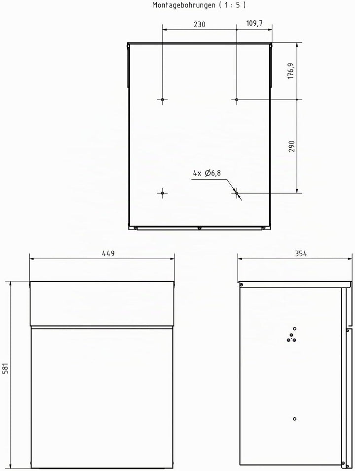 Design Aufputz Paketbox Kant Edition - Elegance 2 individuell mit Ihrem Namen (RAL 9007 graualuminiu