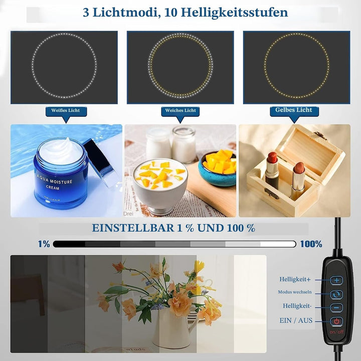 PULUZ tragbarer Fotostudio-Lichtkasten, professionelles dimmbares Fotozelt-Set mit 144 LEDs und 6 Hi