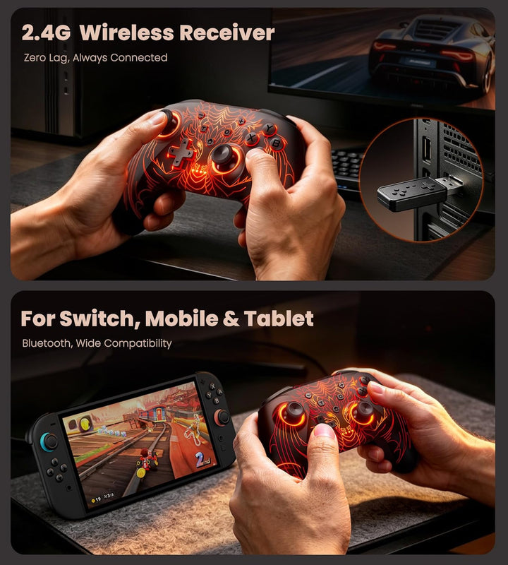CoguyTech PC Controller mit Ladestation,Pro Controller PC Kompatibel mit Windows/Switch/Android/IOS,