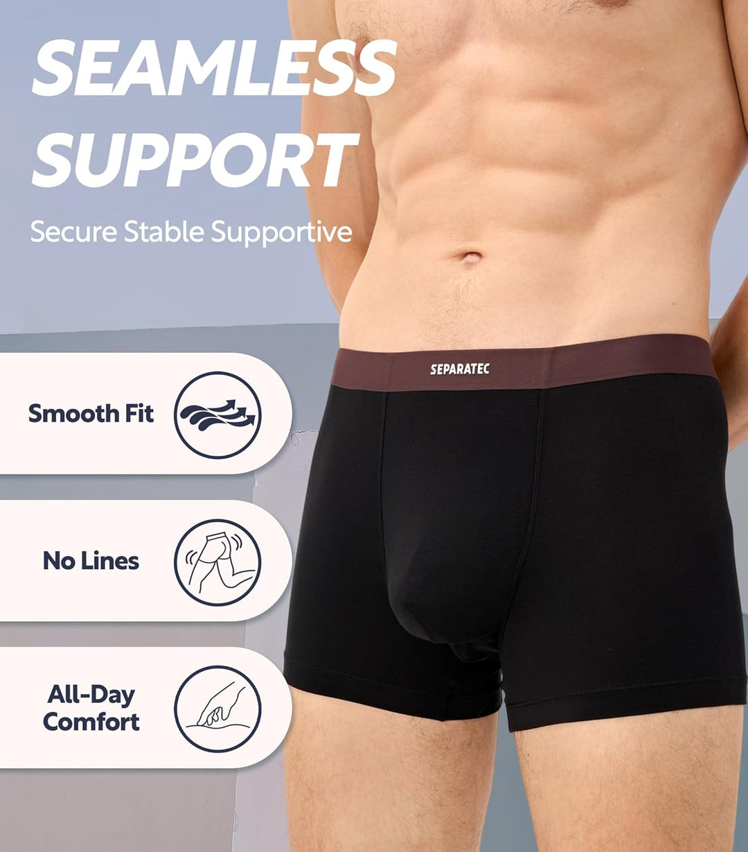 Separatec Herren Boxershorts 4er Pack Doppelbeutel Dual Pouch, Bambus Unterhosen Männer, Stretcken H