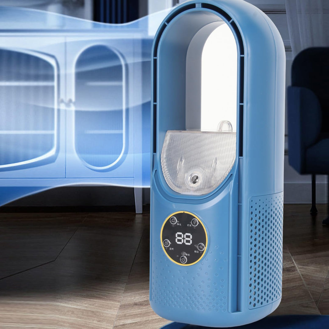 Flügelloser Tischventilator, Flügelloser Ventilator mit USB-betriebenem LED-Licht, 6 Geschwindigkeit
