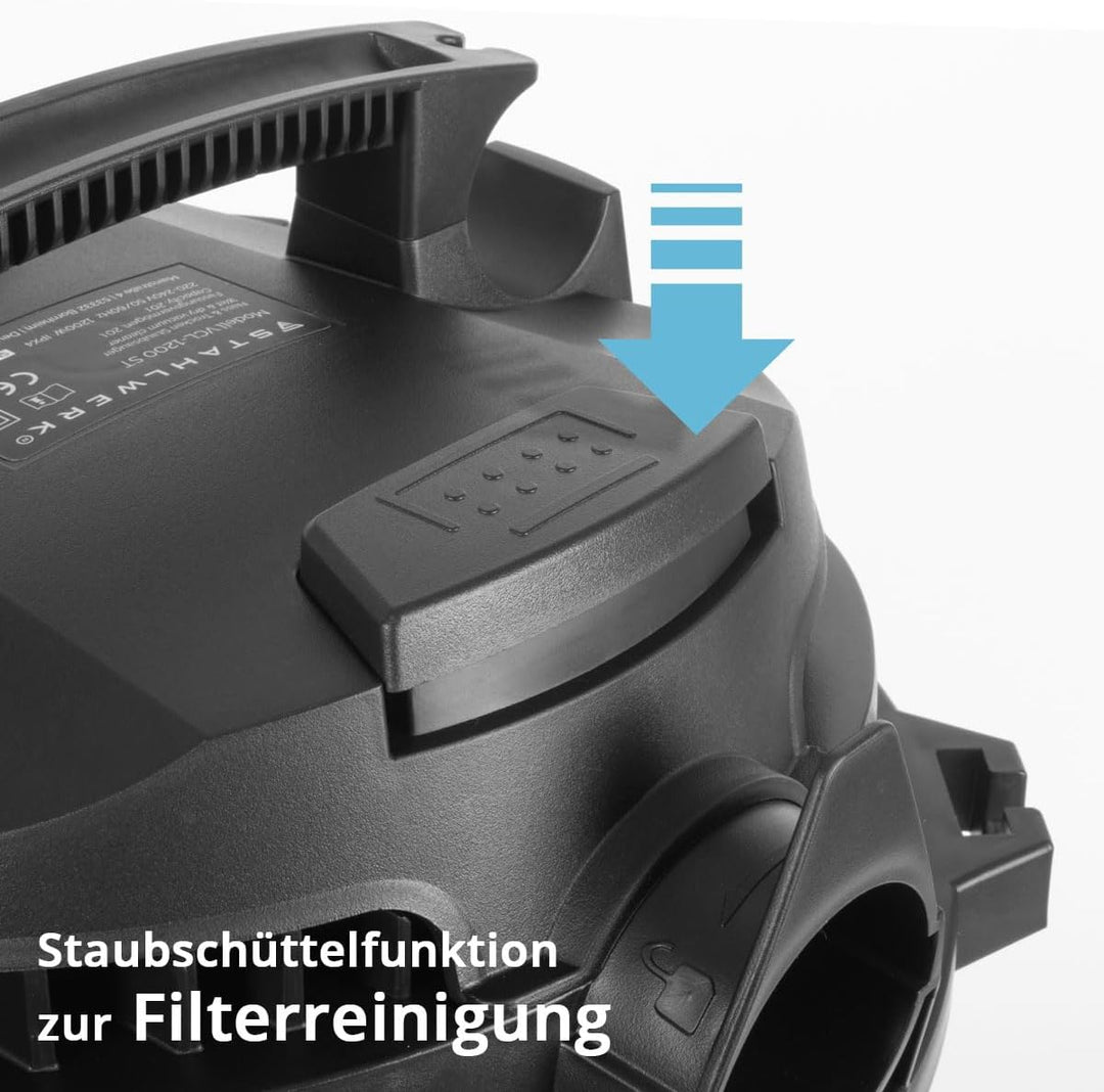 STAHLWERK Nass- und Trockensauger VCL-1200 ST – 1200 W Werkstattsauger mit 20 l Metallbehälter, Stau