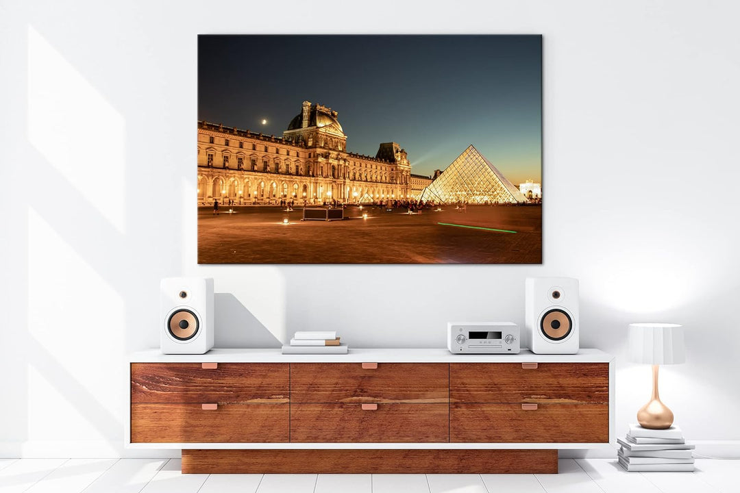 deyoli Museums Pyramide in Paris Format: 80x60 als Leinwandbild, Motiv fertig gerahmt auf Echtholzra
