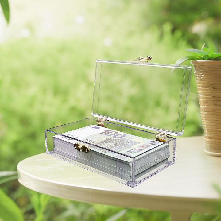Transparente Acryl Geldkassette - Abschliessbare Spardose für Bargeld, Geldhalter, Organizer, Einrei