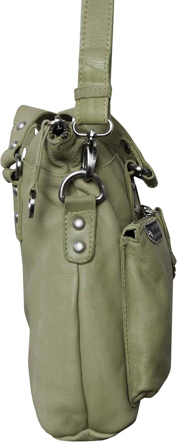 LL Baron of MALTZAHN Damen Schultertaschen FLAKONE Bluegrey-Taupe Shopper-718 aus Leder incl. Lederp