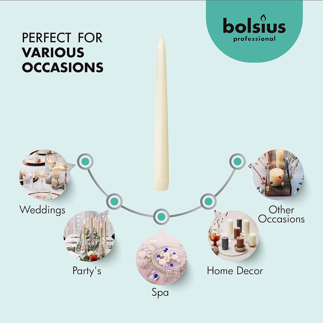 Bolsius Spitzkerze 103400335505, elfenbeinfarben, 25,4 cm, Creme, 100 Stück