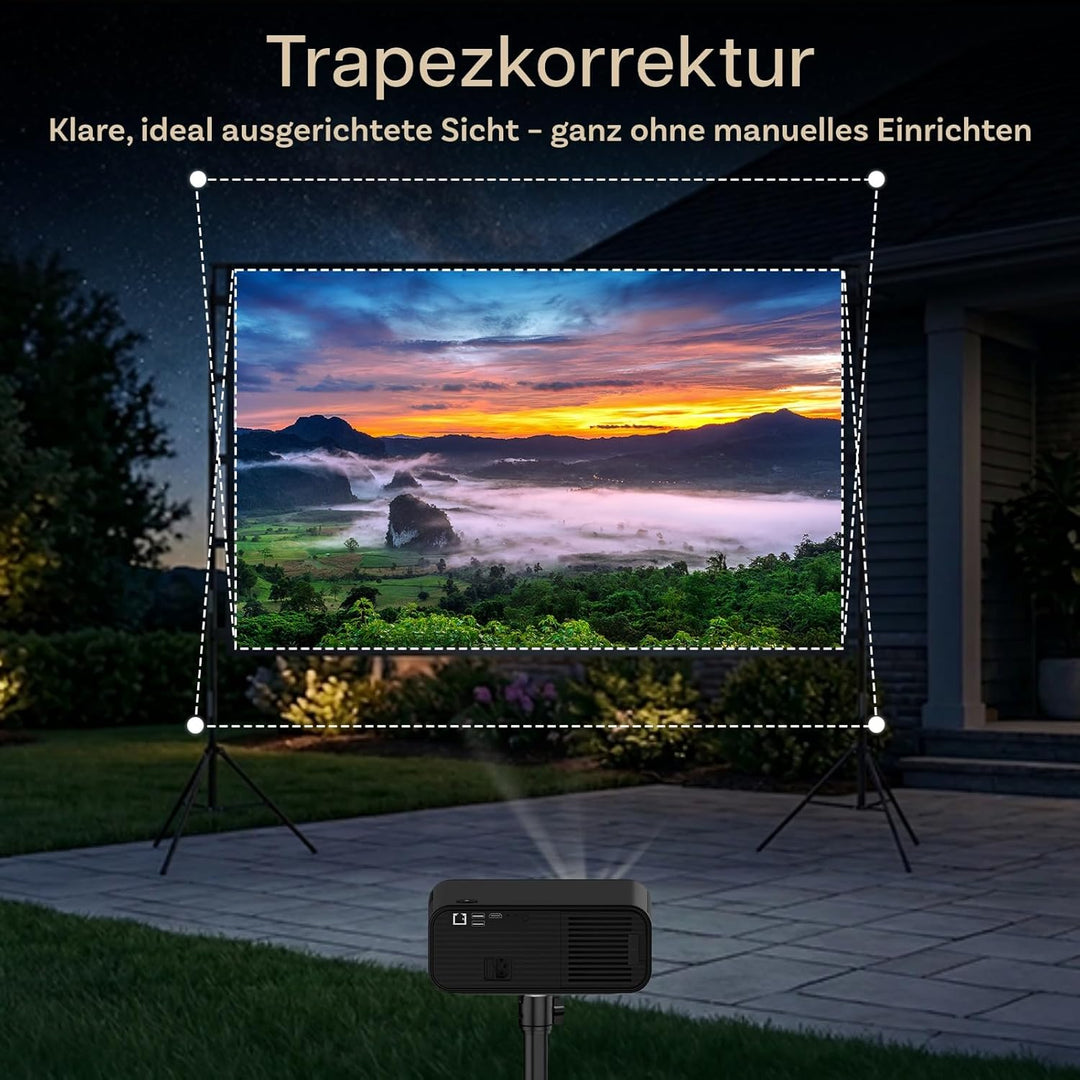 Beamer mit WiFi & Bluetooth Outdoor, 100 Zoll Projektionsleinwand & Stativ von MMOBIEL – Native 1080