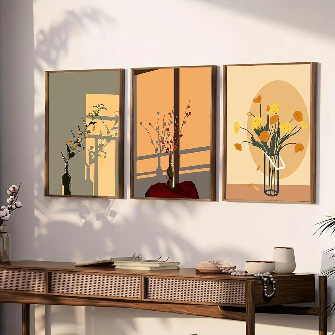 JATOK 6 Stück Malen Nach Zahlen Erwachsene, Paint by Numbers Malen Nach Zahlen, DIY Rosen mit Pinsel