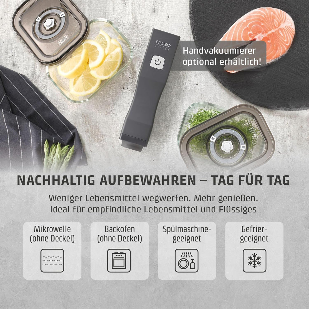 Caso VacuBoxx Eco-Duo S - Vakuum-Frischebehälter / 2 Behälter mit je 500 ml/für druckempfindliche un