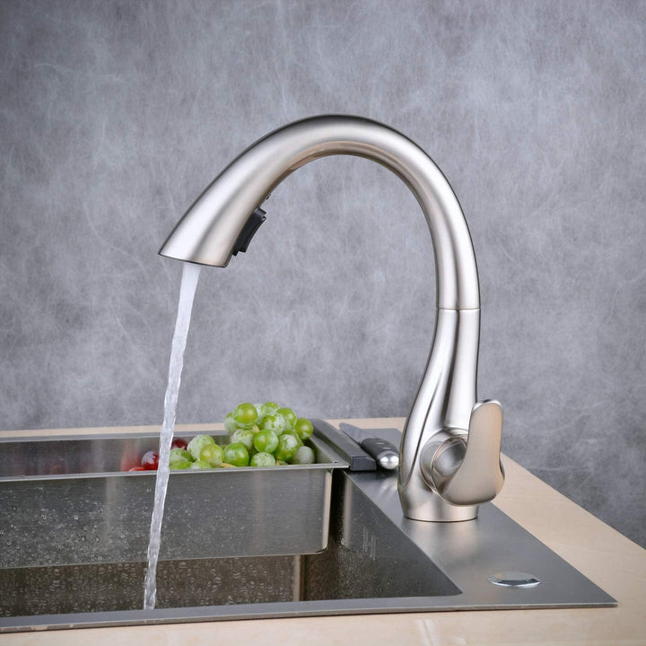 Beelee Küchenarmatur mit Herausziehbarer Dual-Spülbrause 360° Drehbar Wasserhahn Küche, Einhebel-Spü