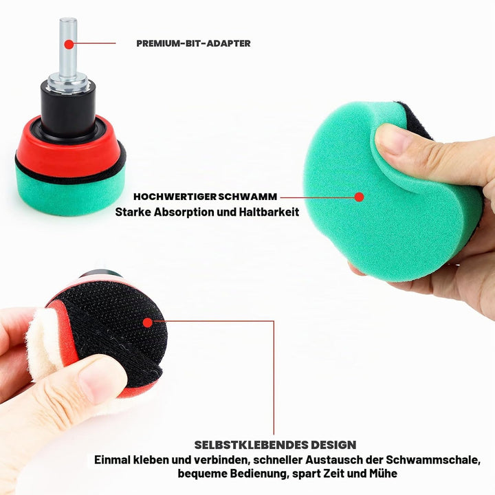 Polierschwämme Pads,Polierset Auto, Auto Polier Set 54 STK Polieraufsatz Akkuschrauber Set,für Polie