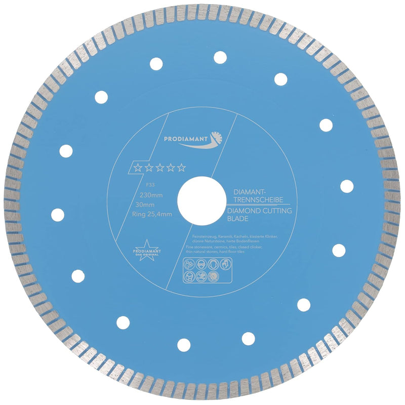 PRODIAMANT Profi Diamant Fliesenscheibe ø 230mm F33 Bohrung 30mm mit Distanzring 25,4mm Natursteine