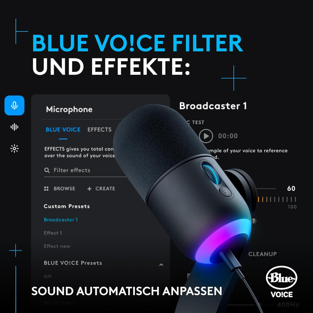 Logitech G Yeti GX dynamisches RGB-Gaming-Mikrofon mit LIGHTSYNC, USB-Mikrofon zum Streaming, Supern