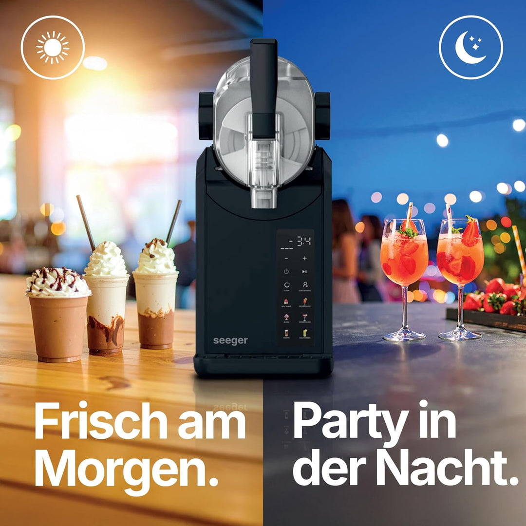 Seeger SuperSlush, 2L 7-in-1 Slush Maschine für zu Hause, 7 Smarten Programma, Automatische Reinigun