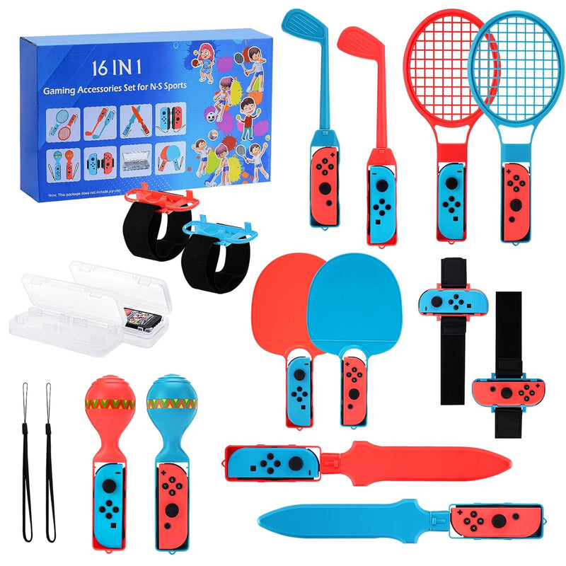 16 in 1 Switch Sports Zubehör Set Kompatibel mit Nintendo Switch / Nintendo Switch OLED Switch Sport