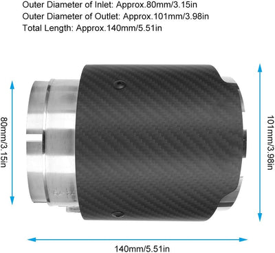 Auspuff Kohlefaser 80 Mm Einlass 101 Mm Auslass Heckkehle Gerade Seite Matte Auspuffspitze Passend f