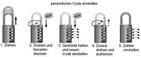 ABUS Zahlenschloss 155/40 - Vorhängeschloss mit Zinkdruckguss-Gehäuse - Kofferschloss/Spindschloss m
