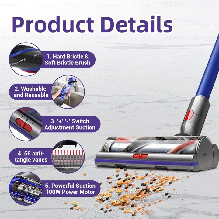 Torque Drive Bodendüse Bürste Kompatibel für Dyson V11 V15 V10 V8 V7 Modelle,Anti-Tangle Bürste mit
