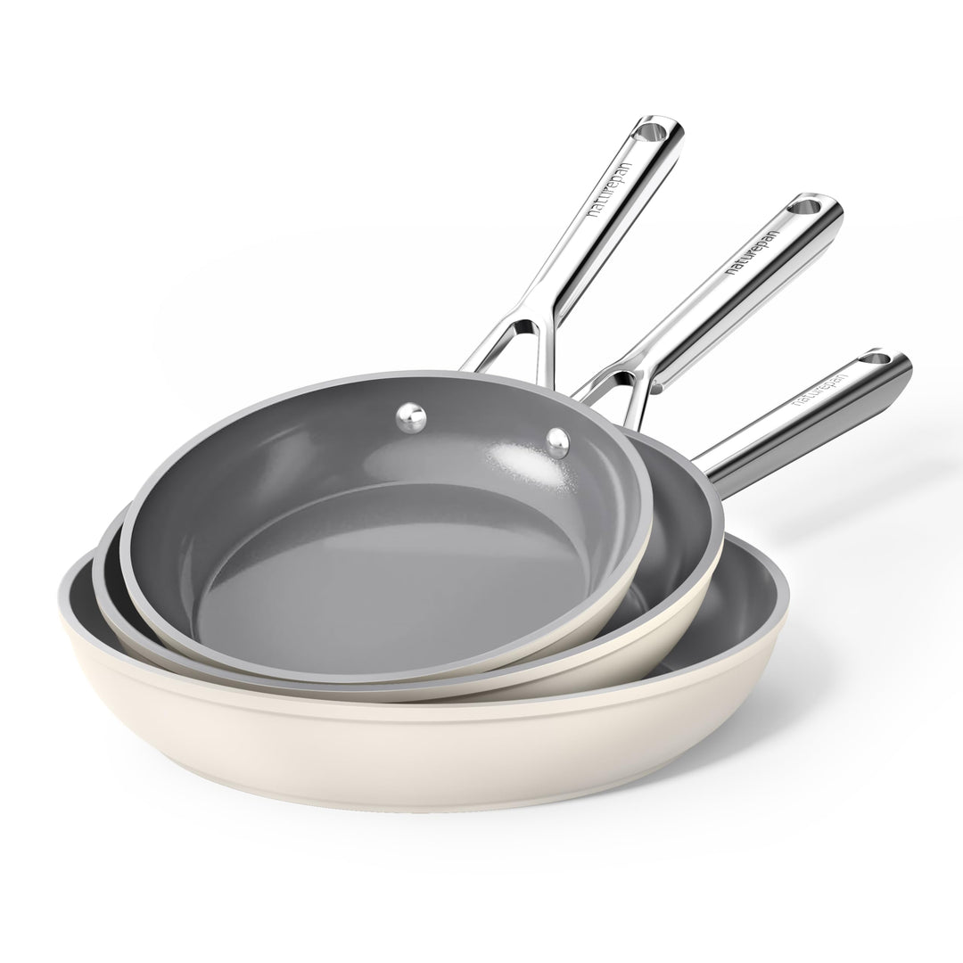 DiamondTitan Keramik Pfannenset 3-teilig (20+24+28cm), Antihaft Bratpfanne für alle Herdarten, PTFE-